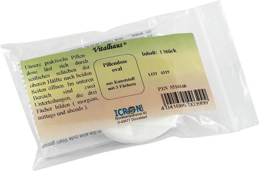 Pillendose oval Kunststoff 3 Fächer Vitalhaus 1stk