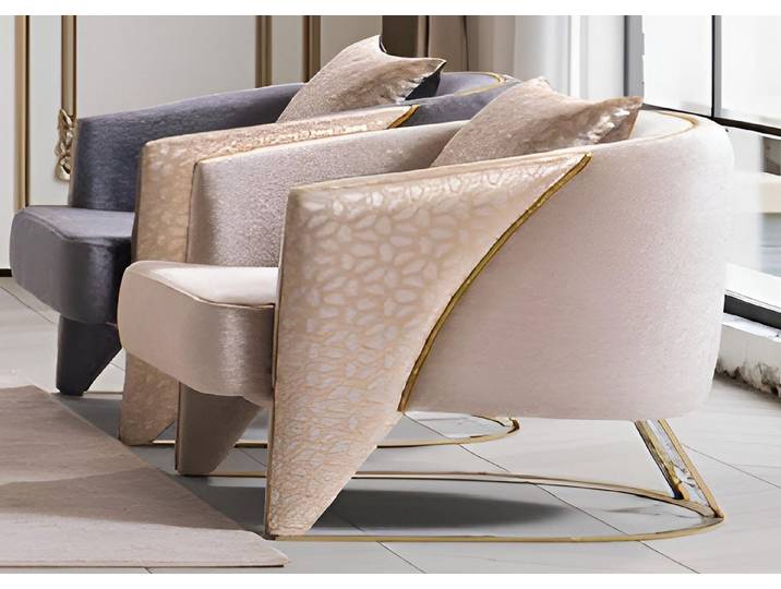 JVmoebel Loungesessel JVMoebel Sessel mit exklusiver Polsterung und Gold-Elementen (Set, 2-St., Exklusives 2er Set Sessel – Mit Polsterung und goldenen Elementen), Made in Europa
