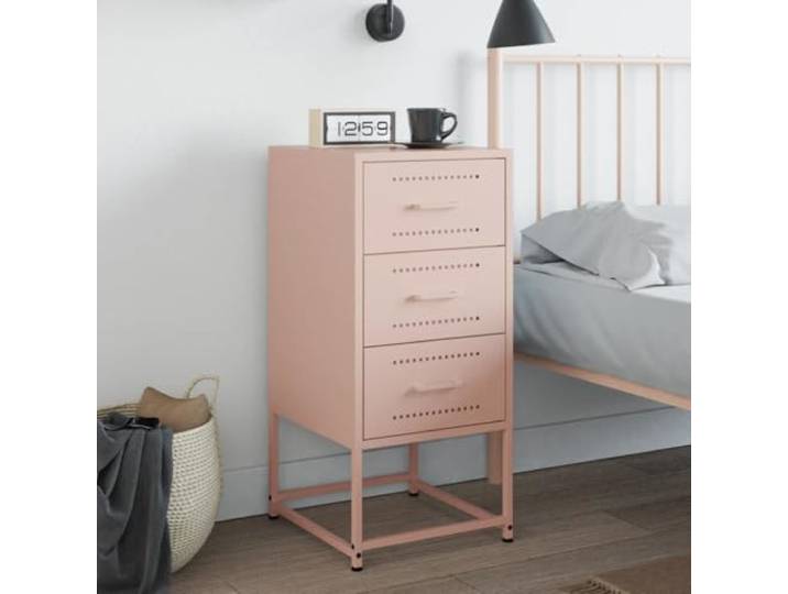 KTHLBRH Nachttisch Rosa 36 x 39 x 78 cm aus Stahl Robust, geräumig, pflegeleicht, multifunktional, mit Wandbefestigung