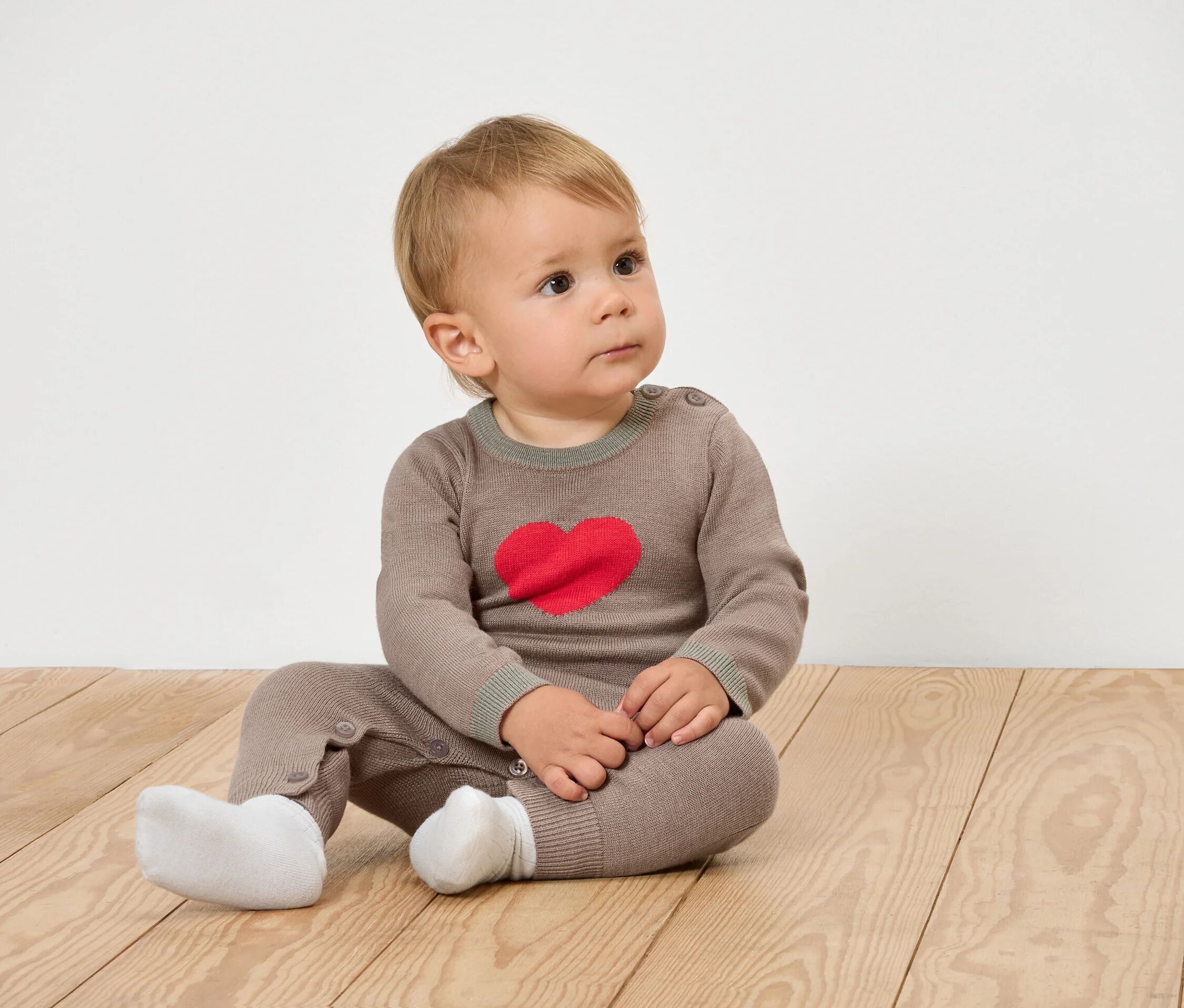 Tchibo - Baby-Einteiler mit Wolle - Baby - Gr. 50/56 - taupe