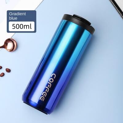 Uplifted Trends Insulated Coffee Mug Stainless Steel Travel Flask Leakproof Thermo Bottle For Hot & Cold Beverages blue