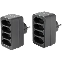 POWERTEC ELECTRIC 4-fach Steckdosenadapter - Grau, 2er-Set