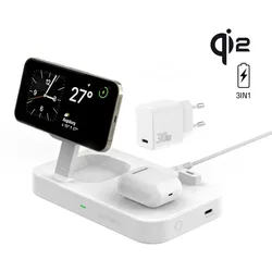 4smarts Qi2 Ladestation Trident mit Kabel 1,5m, weiß