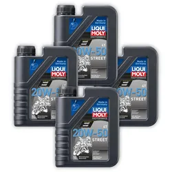 4x Motoröl LIQUI MOLY 1500 Motorbike 4T 20W-50 Motorrad Scooter Roller 1 Liter