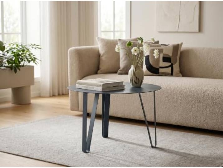 M2 Kollektion Emil 3 – Couchtisch/Beistelltisch (Ø 60 cm, H 40cm) Metall anthrazit