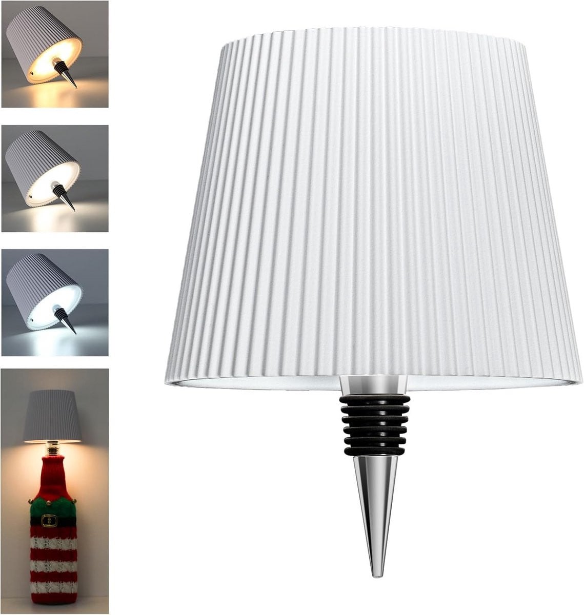 Draadloze LED Flessenlamp met USB-C Oplaadbare Accu, Touch Bediening, 3 Kleuren en Dimbare Lichtsterkte voor Decoratief Gebruik