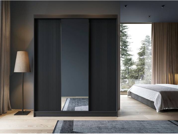 Designer Kleiderschrank Beatrix – Modernes Design in Weiß oder Schwarz mit optionalem Spiege - Weiß - Mit Spiegel - Luxusbetten24