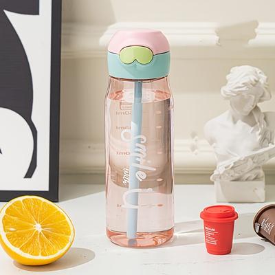 Uplifted Trends Ransparent Sports Water Bottle With Straw And Precise Scale Ideal For Outdoor Sports pink