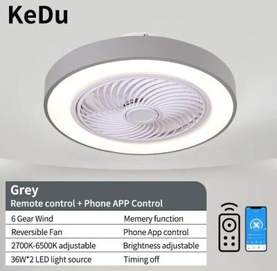 Uplifted Finds Integrated Modern Ceiling Fan Light grey 110 V