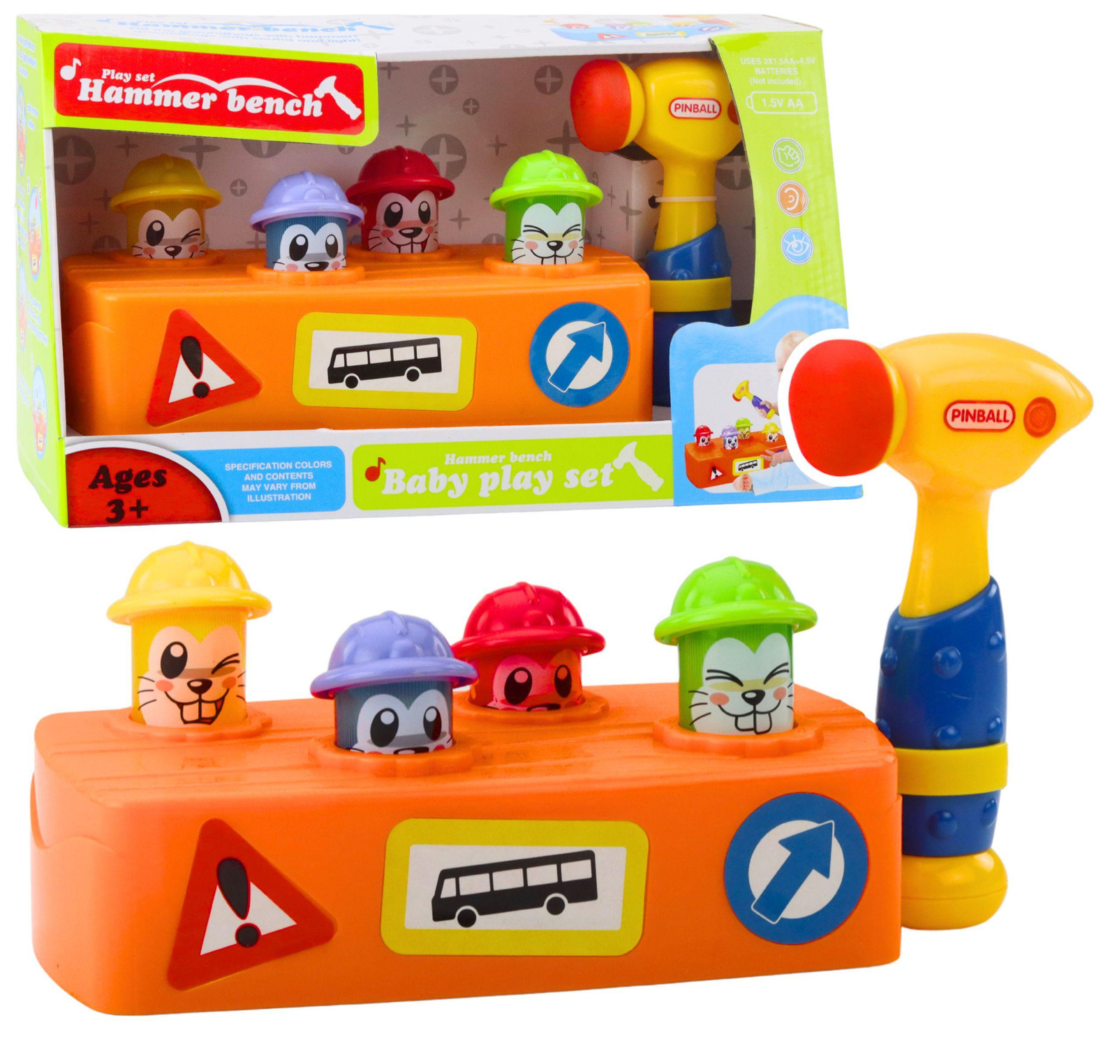 Lean Toys Interactief speelgoed Kleurrijke hamerhamer Hamsters Wegwerkzaamheden