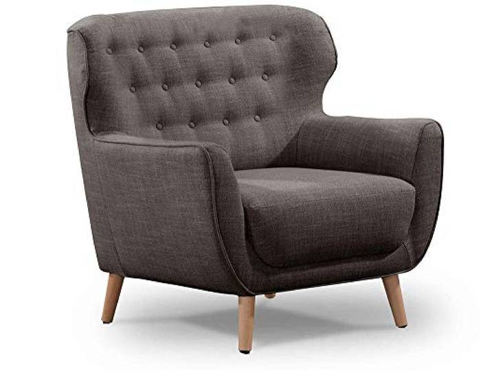 CAVADORE Sessel Abby / Klassischer Polstersessel mit Knopfheftung / 87 x 89 x 88 / Strukturstoff, dunkelgrau