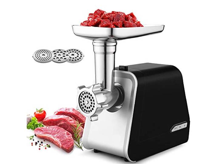 COOCHEER Fleischwolf, professionelle Wurstmaschine mit 3 verschiedenen Schneidzubehörteilen, 2000 W