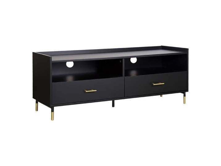 Meuble TV - Eazy Living - Bridgett - Noir - 120 cm - 2 portes - Design épuré