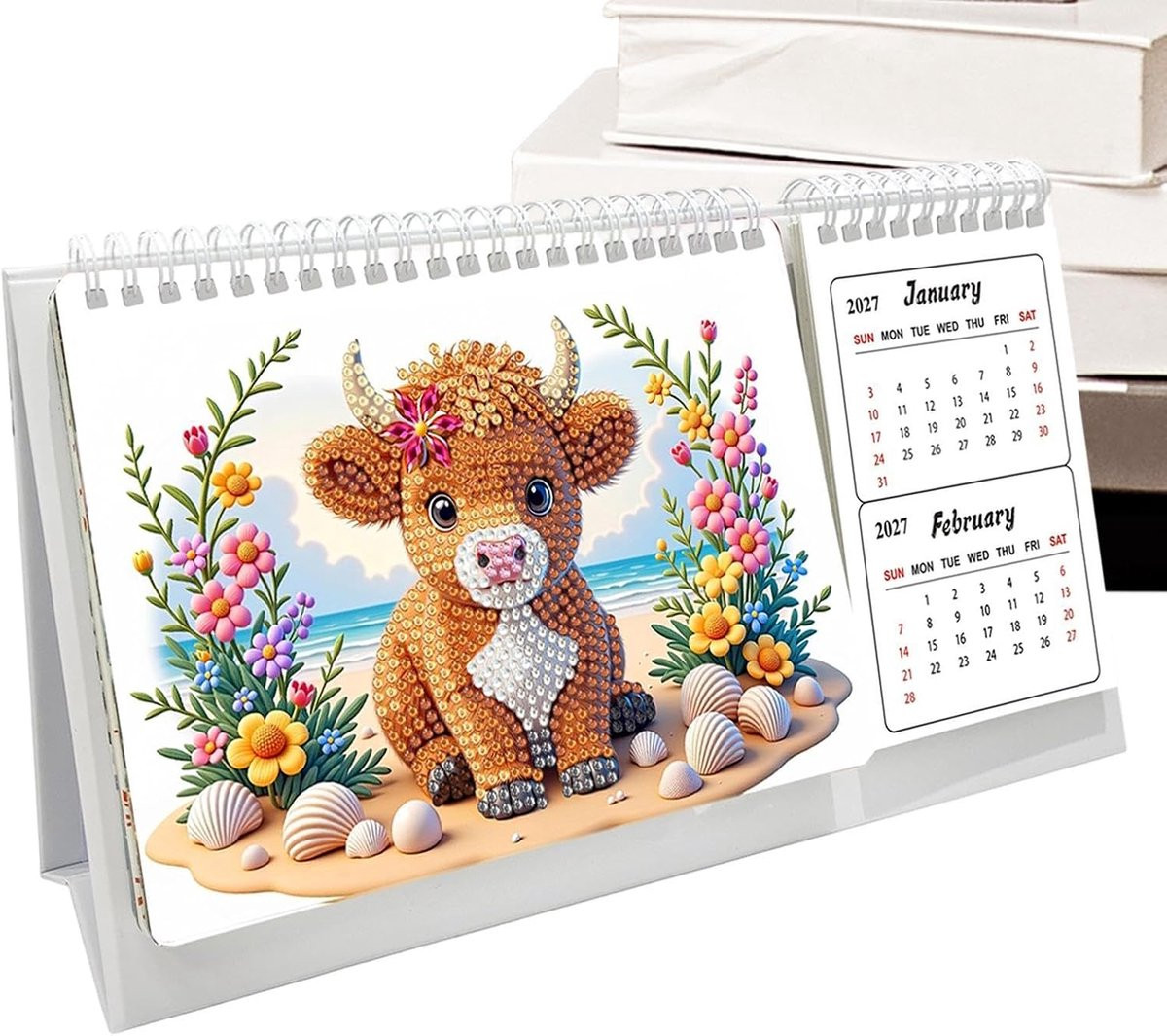 Edelsteen Art Kalender Maandplanner DIY Handgemaakte Kristalkunst Multicolor B/D/H: 31 x 16 x 3 cm
