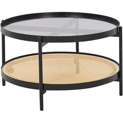 COUCHTISCH Schwarz/Heller Holzfarbton Reno