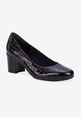 Wide Width Women's Paula Pump by Ros Hommerson in Black Patent Croc (Size 7 W)