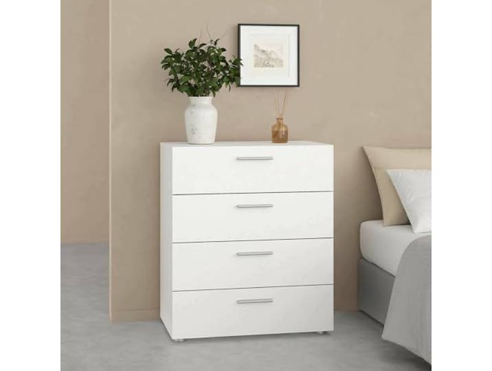 Dmora - Kommode Valerie, Mehrzweckkommode, Schlafzimmerkommode, Schrank mit Schubladen, 70x40 h82 cm, Wei?