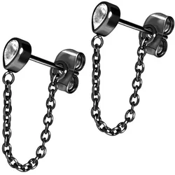 Titan Ohrstecker KRISTALLTROPFEN + KETTE
