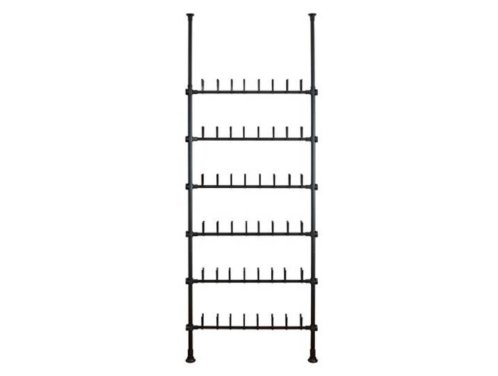 WENKO Teleskop-System Herkules Shoes Schwarz, individuell verstellbares Schuhregal für 48 Paar Schuhe & Stiefel, für den begehbaren Kleiderschrank, 94 x 165-300 x 9 cm, aus Metall in Schwarz matt