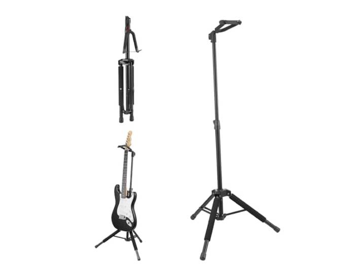 VEVOR Support de guitare sur pied\, capacité de charge 15 kg\, porte guitares basses pliable avec hauteur réglable 900 à 1200 mm\, support à trépied pour guitare acoustique électrique basse classique