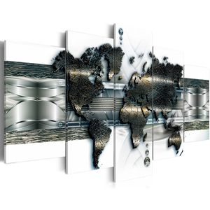 Artgeist Wandbild Weltkarte Metall, Leinwand, mehrteilig, 200 x 100 cm