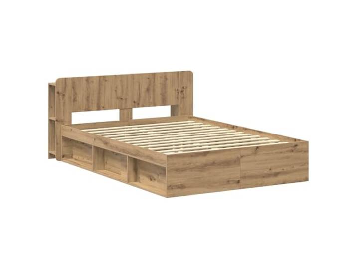 KTHLBRH Bettgestell zur Aufbewahrung, Eichenholz, handgefertigt, 135 x 190 Technisches Holz, integrierte Schubladen, feste Latten, einfache Montage, 140 kg