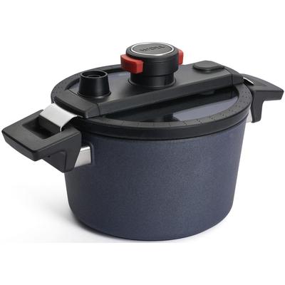 Dampfgartopf WOLL "MADE IN GERMANY - Active-Lite", grau (anthrazit), H:15,5cm Ø:28cm, Töpfe, Dampfkochtopf, incl. Active Lite Deckel, Induktion