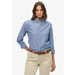 Superdry für Damen. W4010565A Schmal geschnittenes Oxford-Hemd blau (XS), Lässig, Baumwolle, Klassisch, Langarm