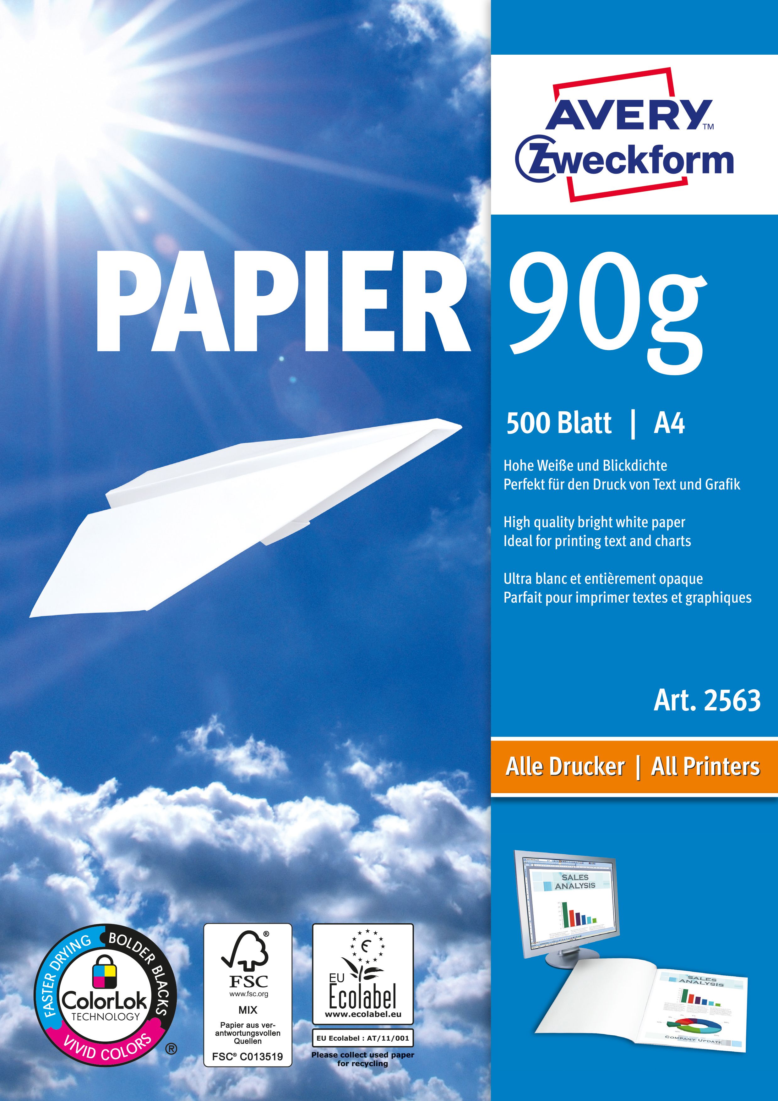 Avery Format Papier A4 90 g/m² 500 Sheets 2563