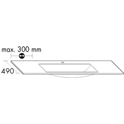 Burgbad Verlängerung linksseitig zu Keramik Waschtisch alpinweiss, H:12mm, Tiefe:490mm, KBAW999LC00 KBAW999LC0001