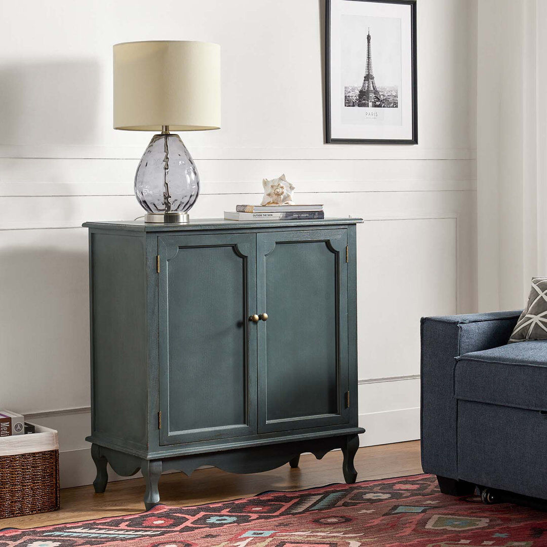Ophelia & Co. Arshawn Traditional Solid Wood 2 - Door Accent Cabinet With Simple Assembly Blue 86cm H X 81cm W X 40cm D