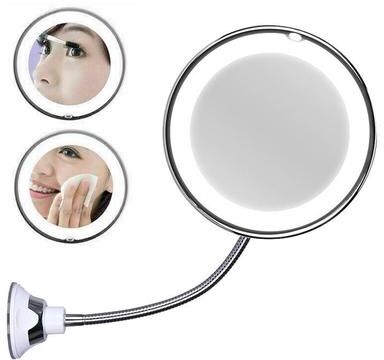 Inspired Deals LED Makeup Mirror Wall Mounted Folding Vanity Mirror With Suction Cup And Flexible Rotating Light led Light Mirror