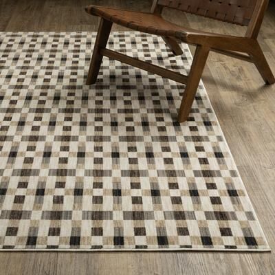 ROW Hunter Geometric Blocks Black/ Golden Brown Area Rug