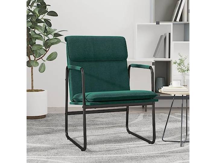 IBUQDDV Loungesessel Dunkelgrün 55x64x80 cm Stoff mit Metallgestell Stoffbezug, Metallgestell, rutschfeste O-Form Beine, gepolsterte Rückenlehne, tiefe Sitzfläche