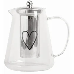 Teekanne mit Teesieb Herz Borosilikatglas/rostfreier Stahl Inhalt ca. 12 l 18x16x13.5 cm