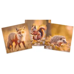 Canvas-Coupon "Herbstliche Tiere", braun-color