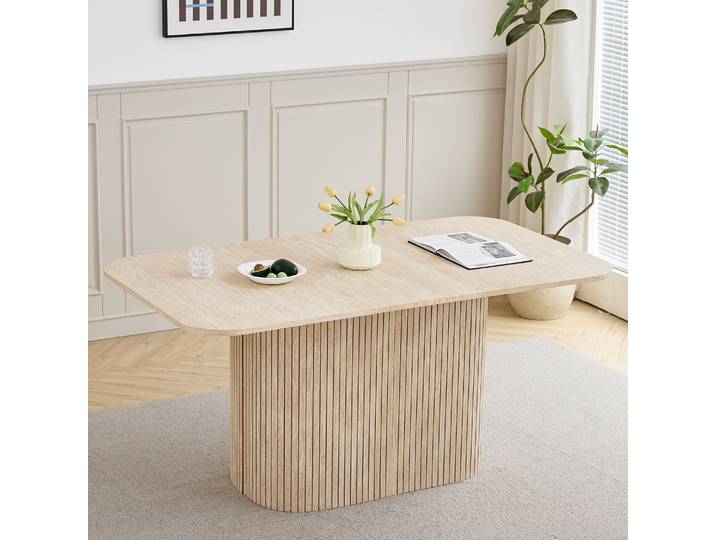 EGOONM Table à manger rectangulaire moderne et simple en bois massif, table à manger pour salon, lecture et loisirs, pour 4 à 6 personnes, 160*90 cm