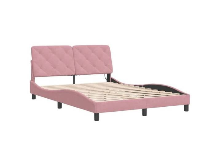 LED - Rose - Structure de lit chambre - avec LED - sans matelas - rose 120x200 cm - velours - Lit{4407}