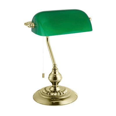 EGLO Tischleuchte "BANKER", grün (messing grün), 1, H: 39cm, 1 Stk., Leuchten, Lampe für Schreibtisch, in messing und grün, mit Zug-Schalter, E27, Tischleuchte