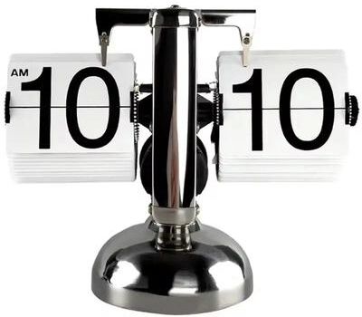 Uplift Picks Vintage Automatic Flip Page Desk Clock Battery Powered Retro Table Clock pure White