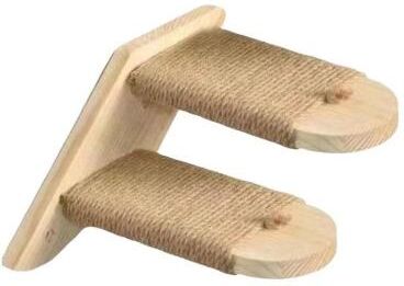 Inspired Deals Wall Mounted Cat Climbing Wall With Sisal Steps Multi Level Wooden Cat Shelves 2 Layers