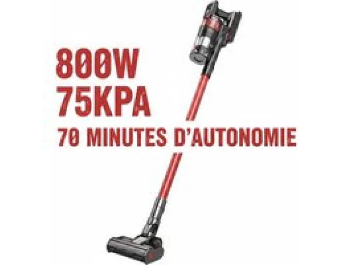 Aspirateur sans fil puissant léger et silencieux 10 accessoires anti-enchevêtrement 800W 75Kpa grand bac 2L 70min dautonomie fi