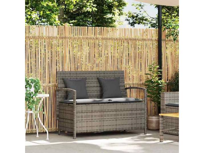 VENTE-FLASH Banc de rangement de jardin - Siège/Meuble - avec coussin gris résine tressée @2660894