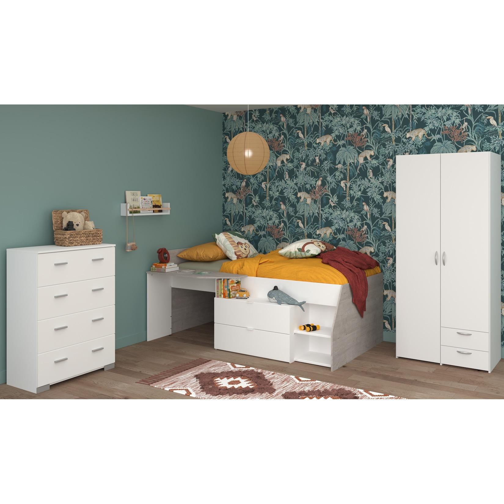Parisot Kinderzimmer 3-teilig "Milky 12" Weiß / Grey Loft