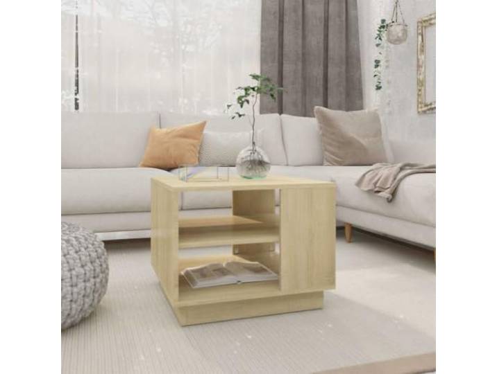HEFZGDB Couchtisch Sonoma-Eiche 55x55x43 cm Holzwerkstoff mit Schubladen, robuster Wohnzimmertisch mit Stauraum, Moderne Tischplatte für Getränke und Snacks, langlebig und stabil,