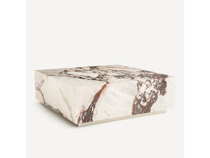 AM.PM Table basse carrée, en céramique effet marbre, ALCANA Beige Céramique Marbre Brique