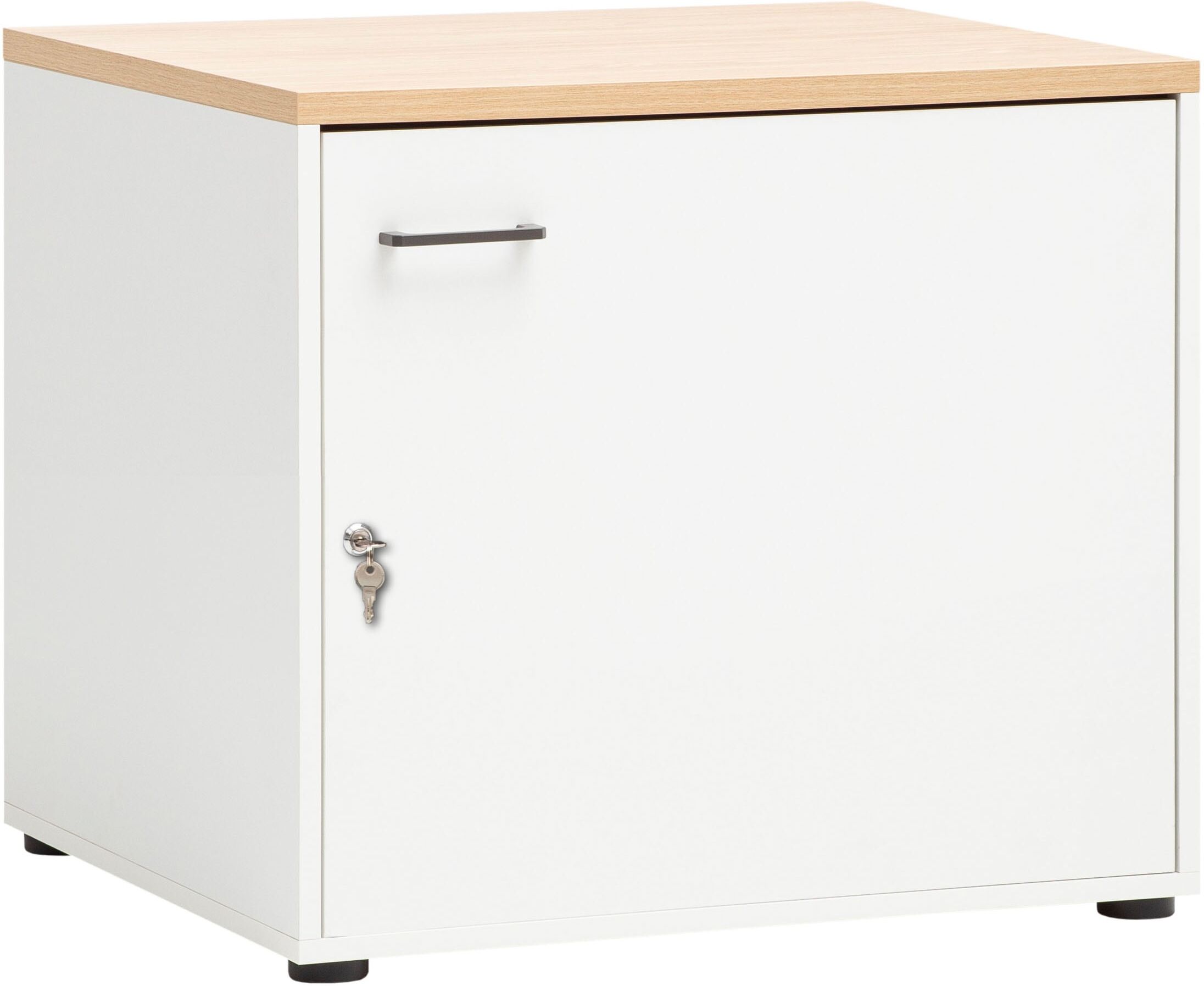 Mehrzweckschrank SCHILDMEYER "Solea, Mehrzweckschrank stapelbar, Made in Germany, B: 67 cm", weiss (mattweiß, eichehellfarben), B:67,1cm H:60cm T:60cm, FSC-zertifizierter Holzwerkstoff, Schränke, Mehrzweckschrank, Solide Verarbeitung - Dieses Produkt ist 
