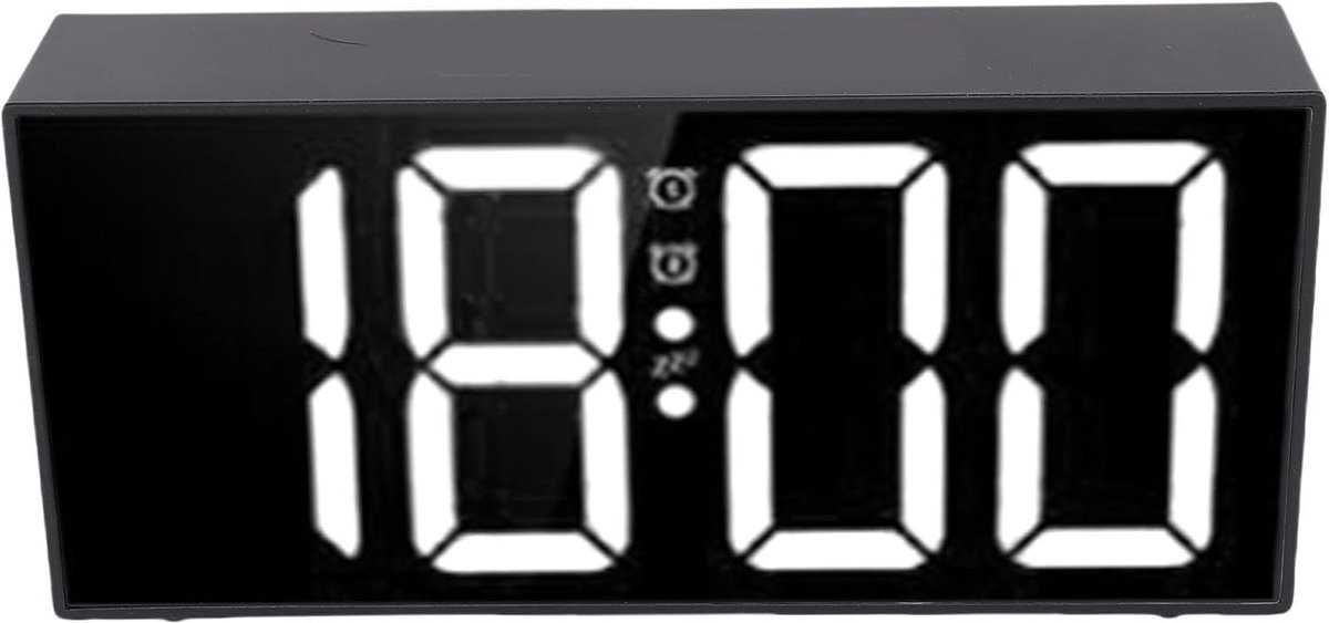 Digitale Wekker met Spiegel LED Display - 7.4 Inch - Zwart