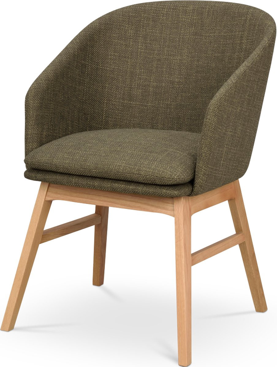 Rowico Home Windham Eetkamerstoel Groen met Armleuning en Naturel Eiken Onderstel
