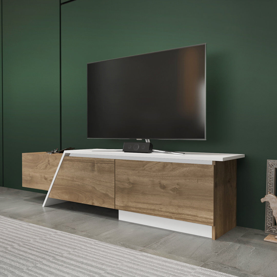 Wade Logan Aldford TV Stand TV Unit for TVs up to 55" Walnut/White 55"